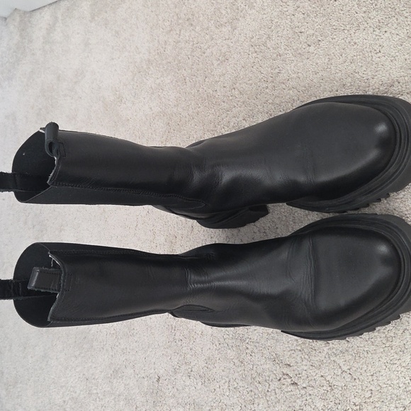 Allsaints Black Leather Chunky Boots HALLIE - Picture 6 of 11